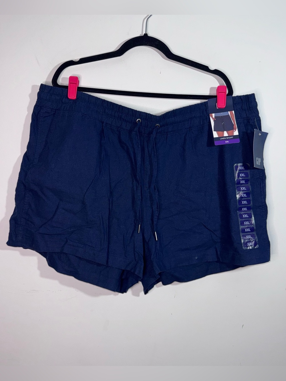 GAP Women’s XXL Navy Linen Blend Pull-On Drawstring Shorts NWT